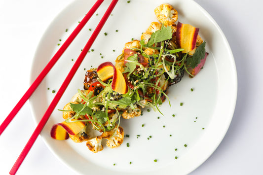 Food garnished with greens